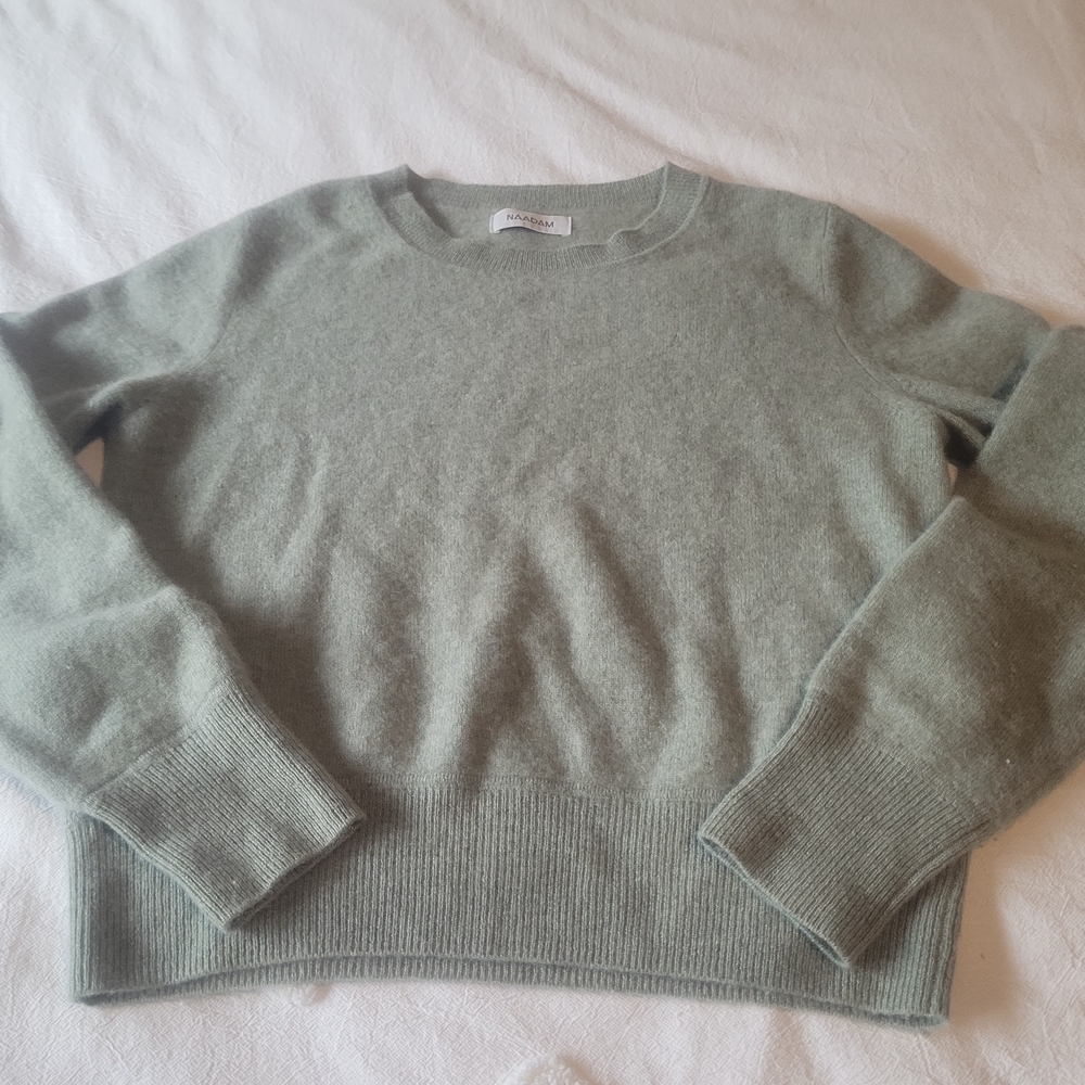 NAADAM Sage Green Cashmere Crew Neck Sweater - Picture 2 of 7